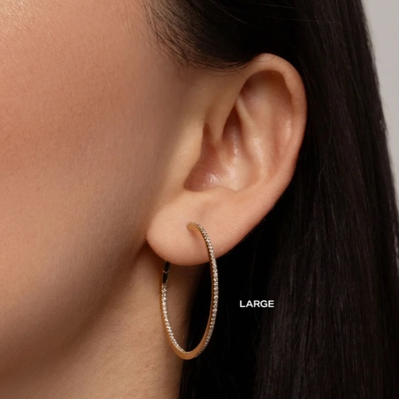 Ring Concierge 14K Gold & Diamond Inside Out Hoops Earrings - Picture 1 of 3